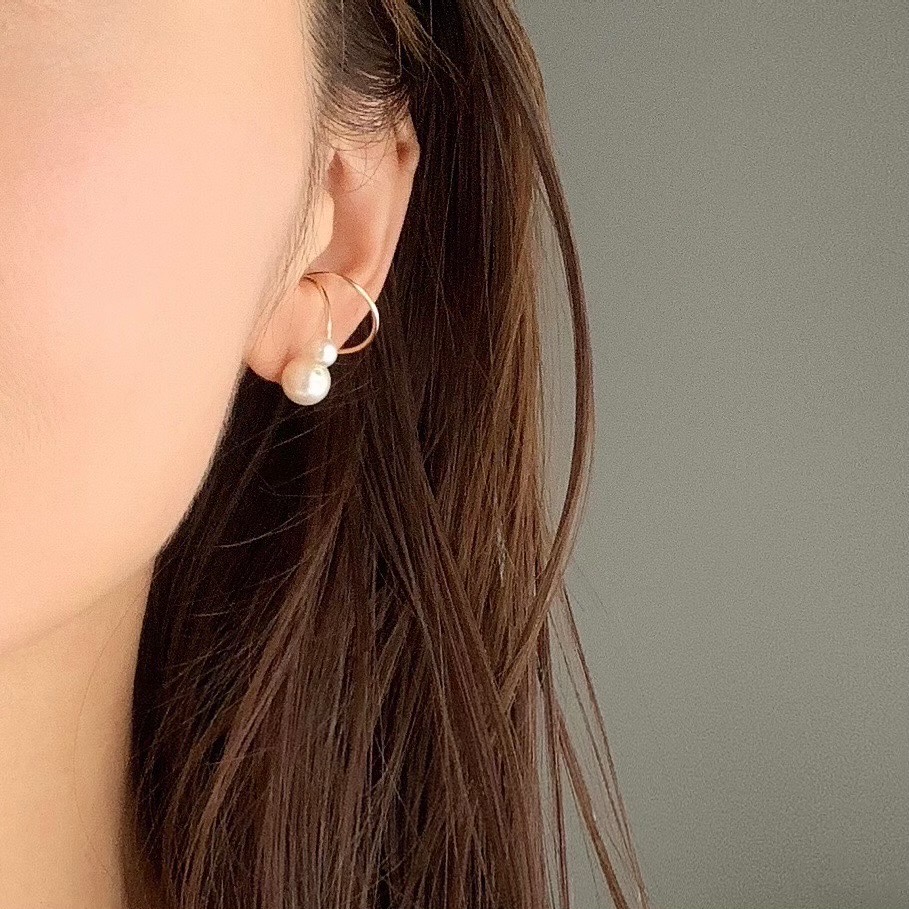 【イヤリング要らずの両耳イヤーカフ】14kgf/Silver925Filled✴︎2粒パール